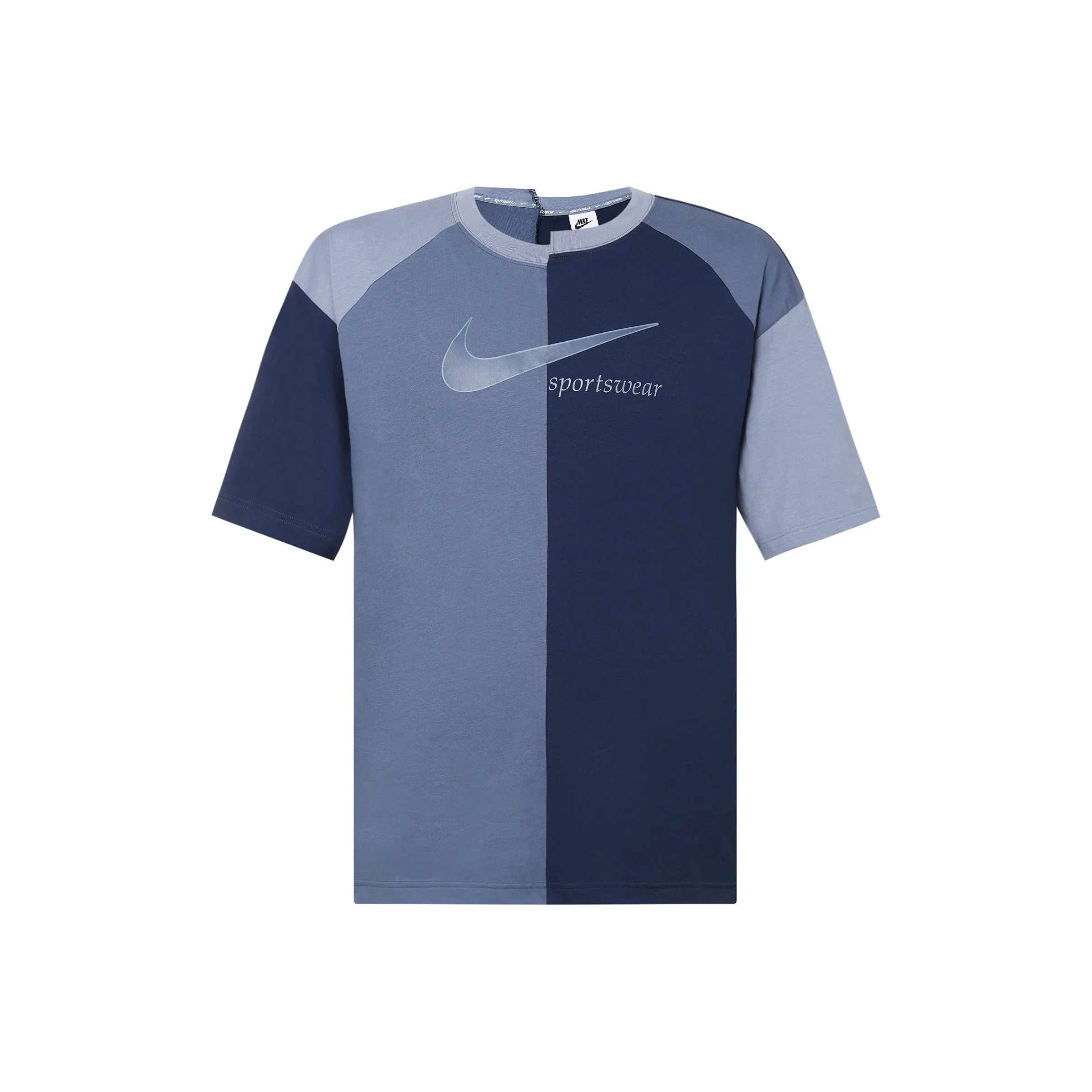 Nike Women'ss Retro Colorblock Loose Fit Crewneck T-Shirt Blue
