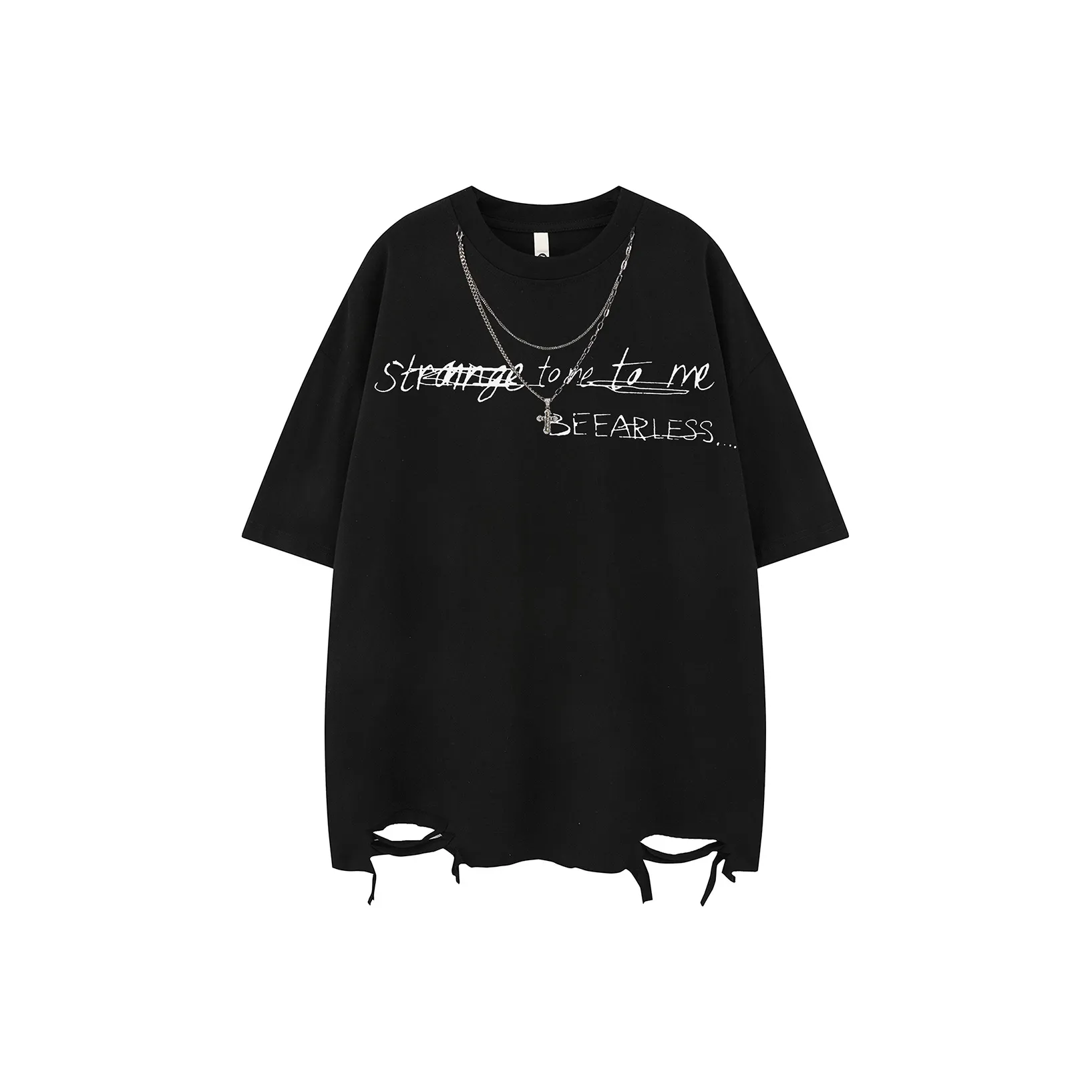 BEAR UNION Рукав с оборванным плечом T-рубашка Женская Черная