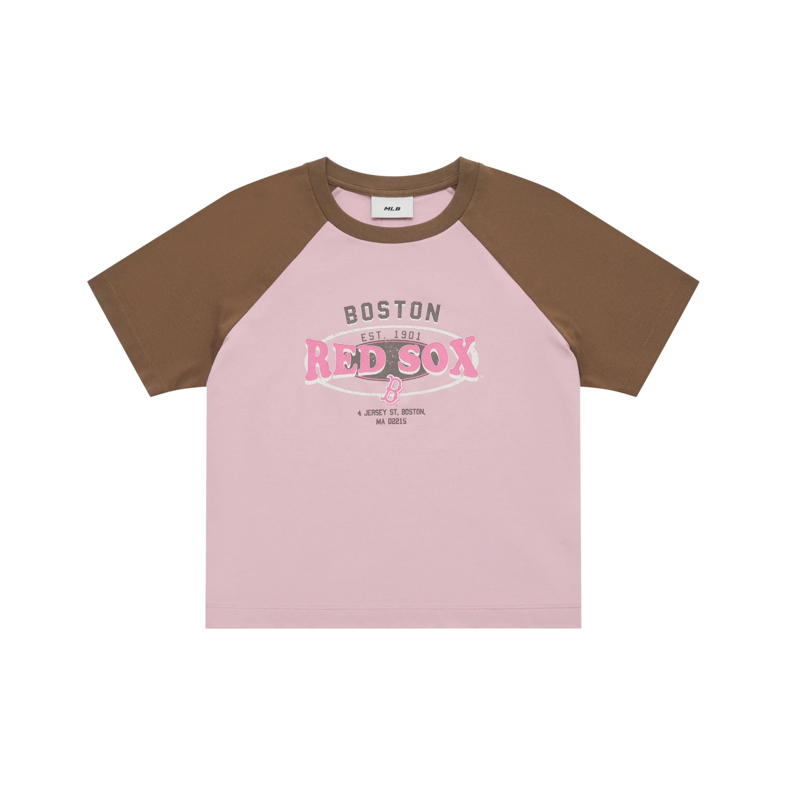 MLB Preppy Style Collection Boston Red Sox SS25 Реглан с коротким рукавом T-рубашка Женская Розовая