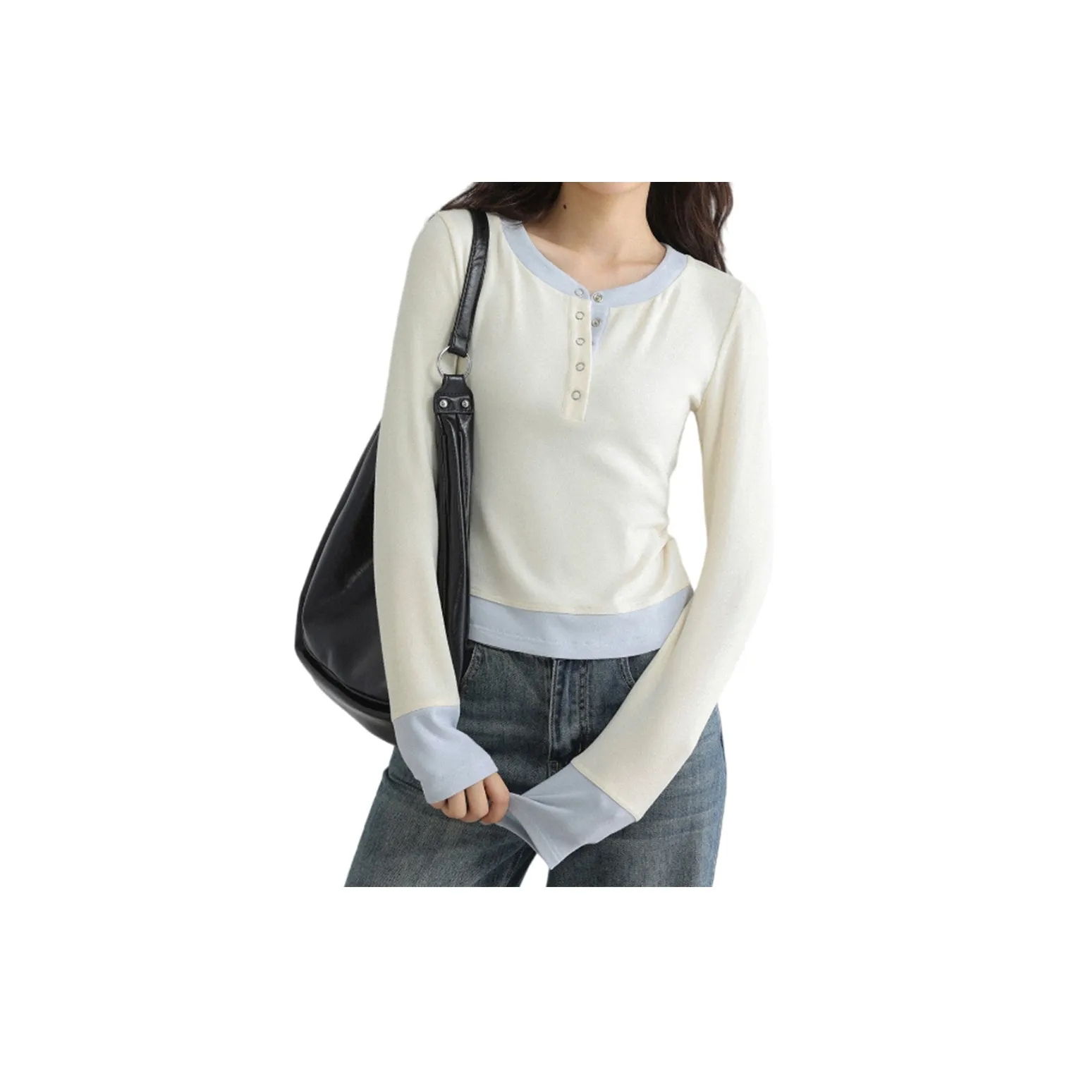 Ning Cai Yuer Стандартная T-рубашка Женская Кремовая