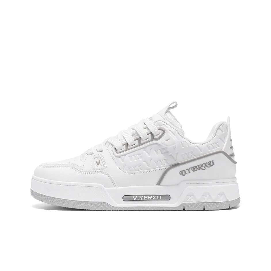 V.YERXU Versatile Casual White Sneakers Abrasion Resistant Lightweight Slip Resistant Low Top Skateboard Shoes Unisex