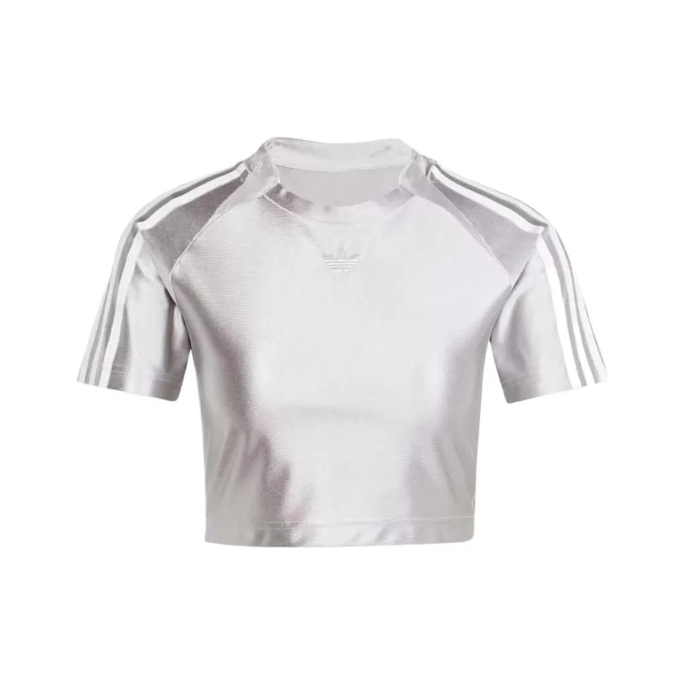 Adidas Originals Adicolor Рукав реглан T-рубашка Женская серебряная