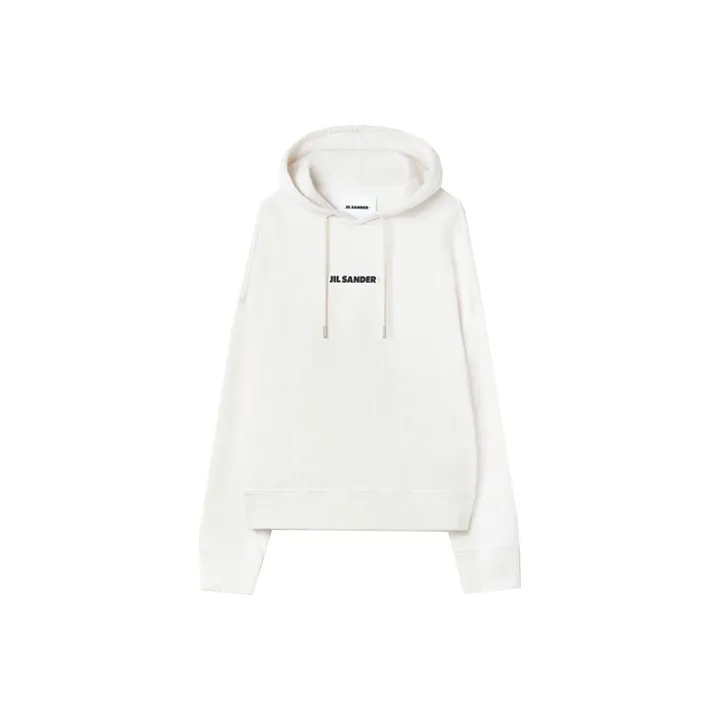 JIL SANDER Women's Printed Logo Hoodie Cream