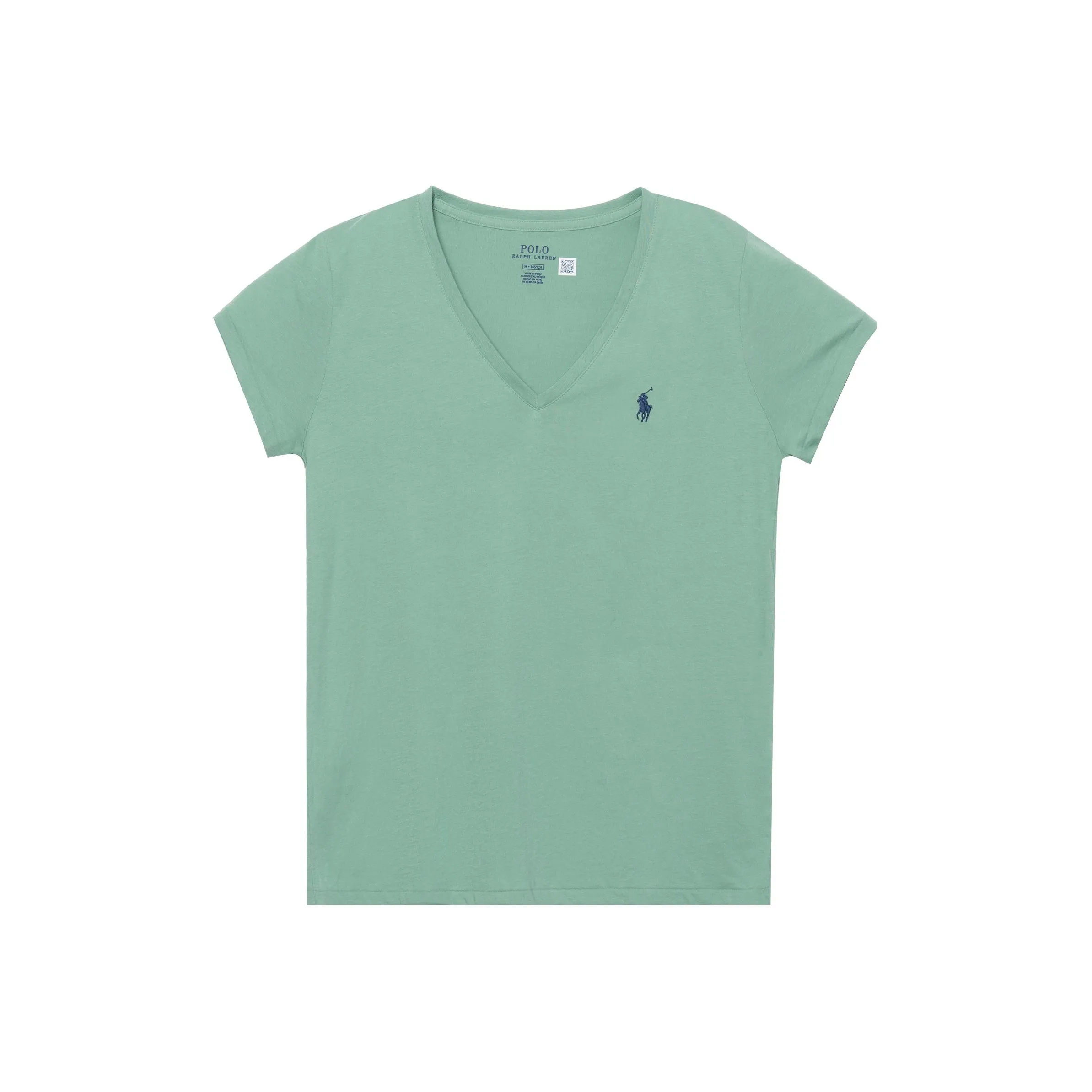 Polo Ralph Lauren Logo Embroidery Solid Color V Neck Pullover Short Sleeved T Shirt Women's Green