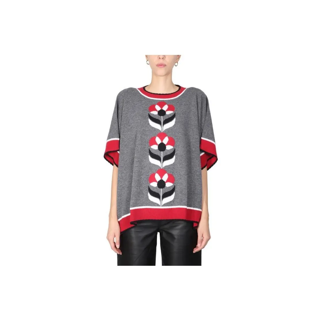 Boutique MOSCHINO Intarsia knit Floral Poncho Top