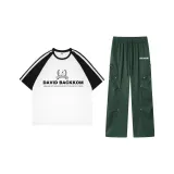 화이트 블랙 상의 + 그린 바지