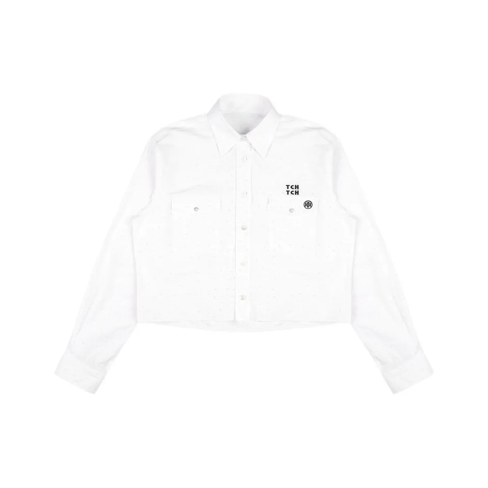 TCH Рубашка Женская Белая с Черным Логотипом