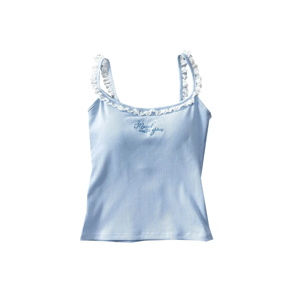 ЮЙЧЖАОЛИНЬ Топ на бретелях Женский Синий