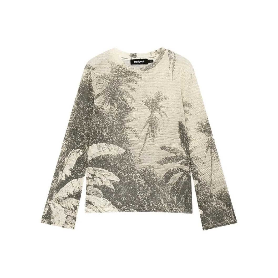 Desigual T-Shirt Женская Бежевая с принтом