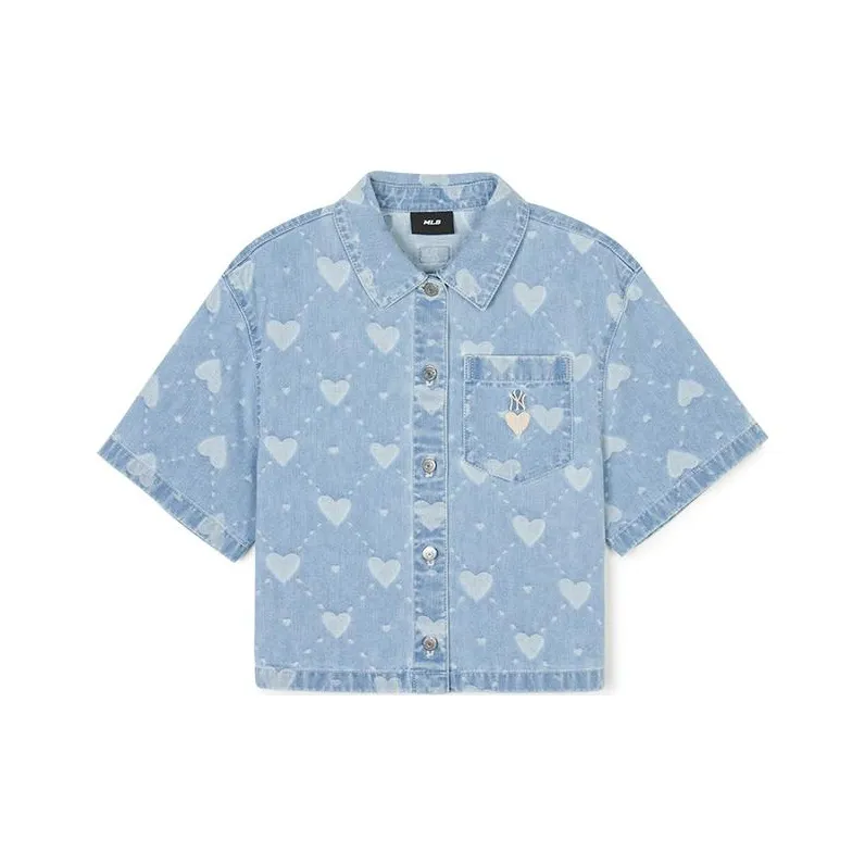 Mlb Base Logo SS24 Рубашка Женская Светло-Синяя