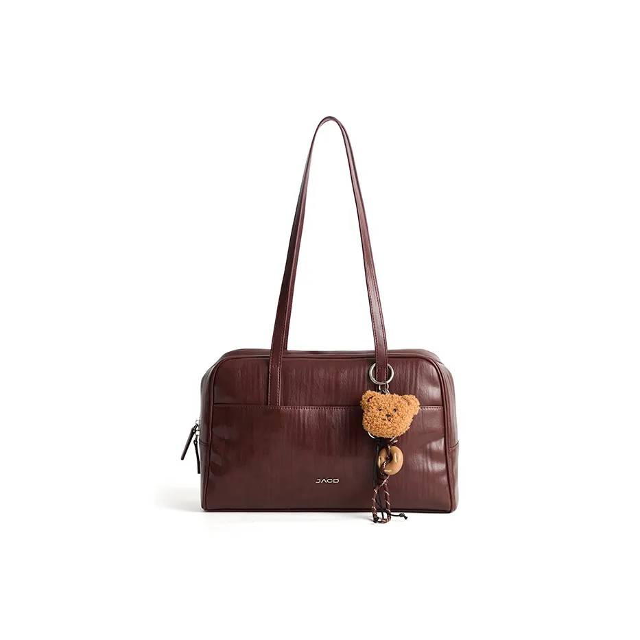 JACD ПУ (полиуретан) Сумка Женская Винтажная Красная Темно-Коричневая