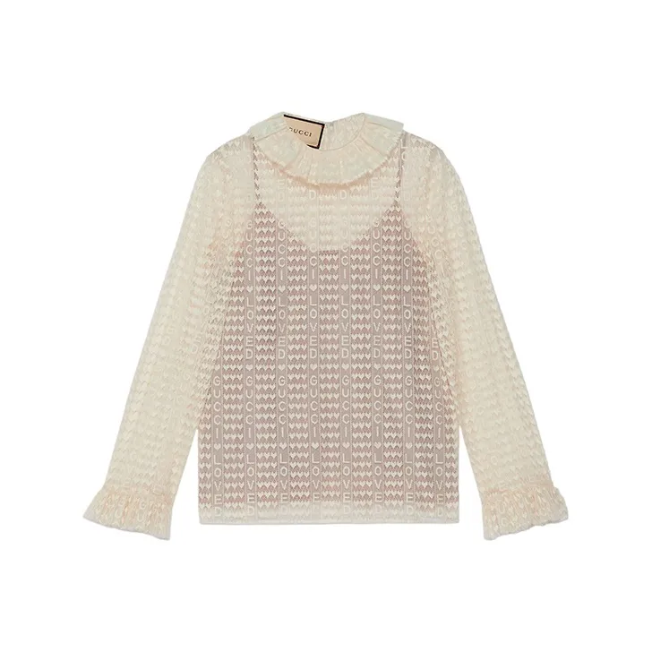 GUCCI Lovelight Lace Blouse White