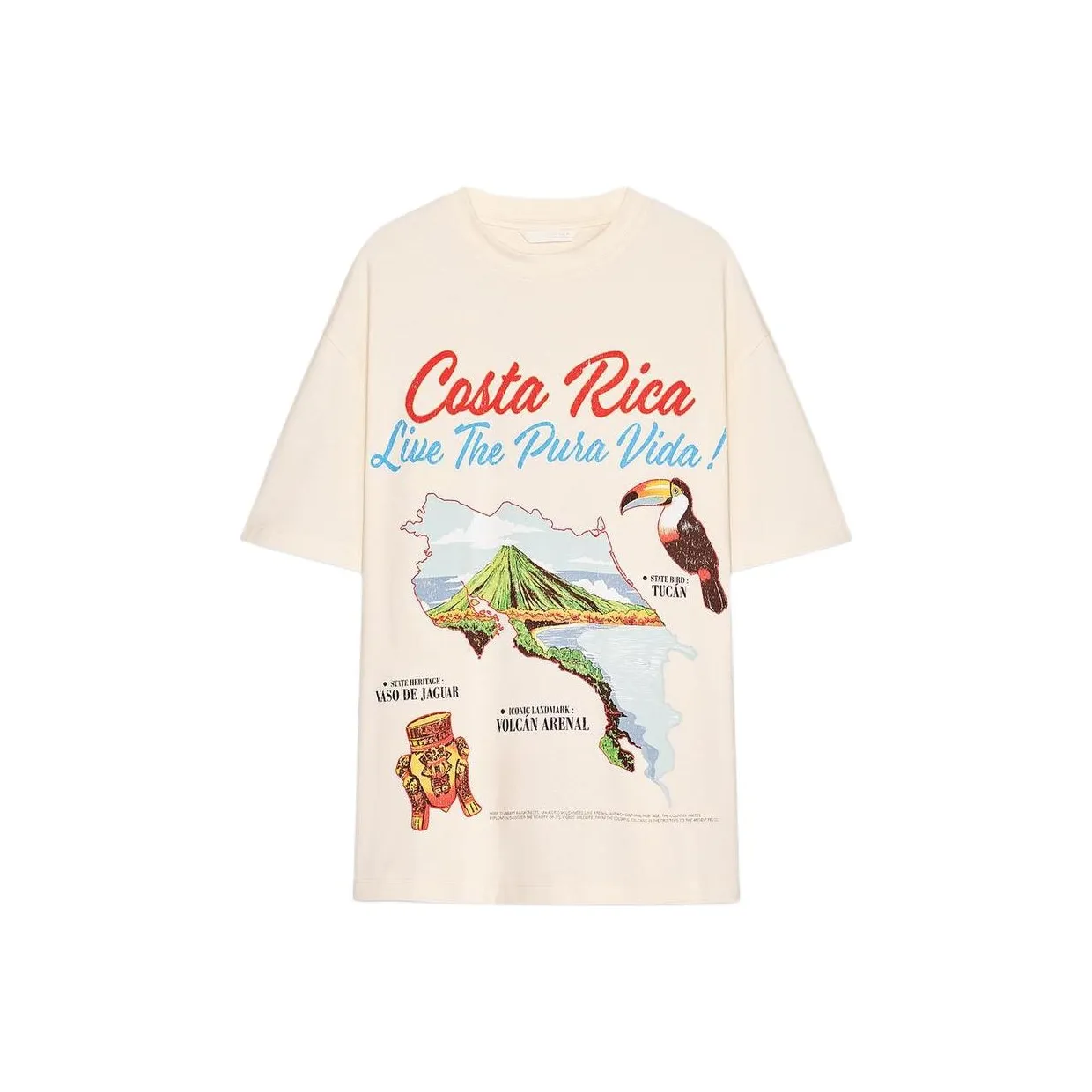 ZARA Drop Shoulder Sleeve T Shirt Women's Beige