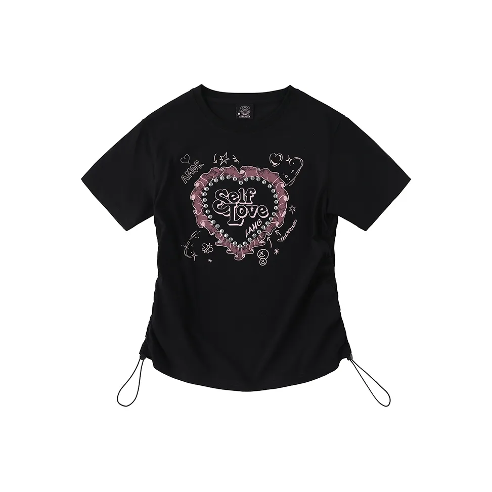 LAMLICKA Т-рубашка с оборванным рукавом женская черная