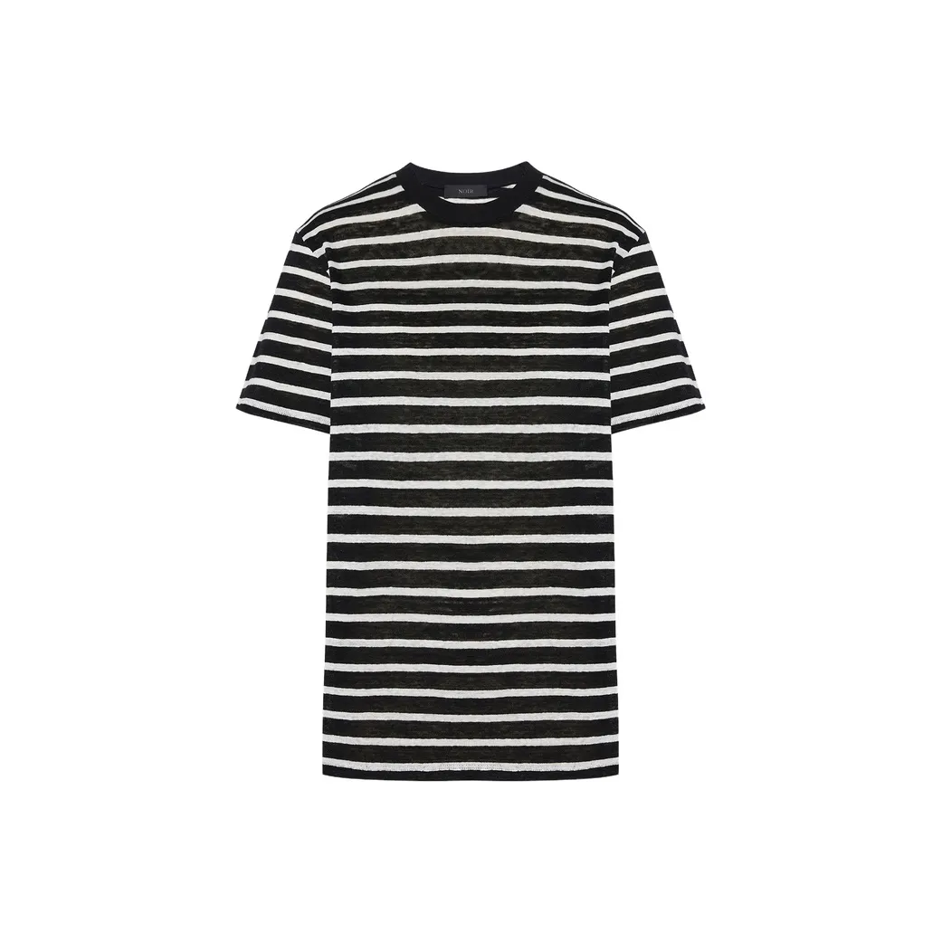 MOCO T Shirt Women's Black White Stripes