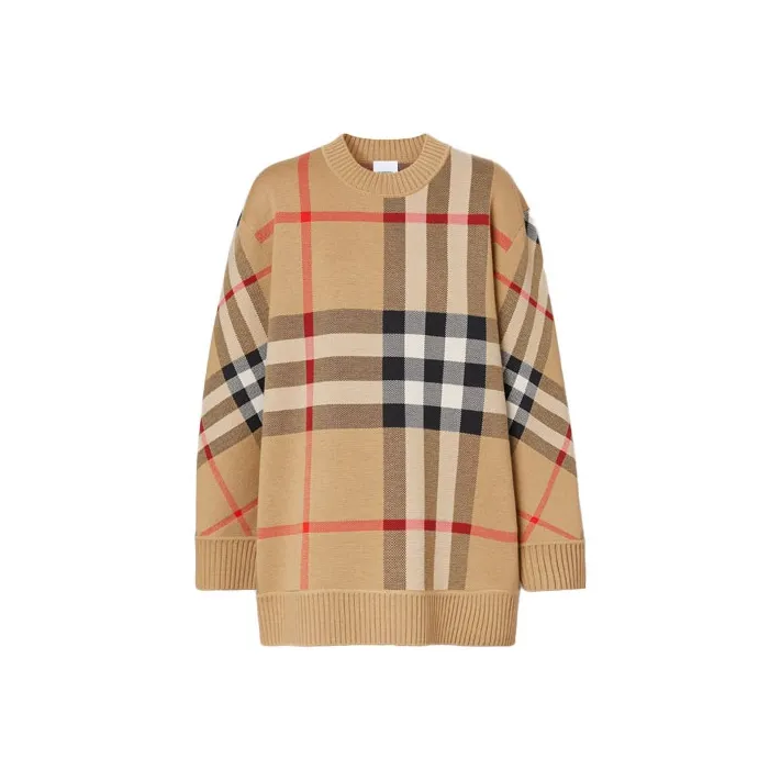 Burberry Check Technical Merino Wool Jacquard Sweater 'Archive Beige'