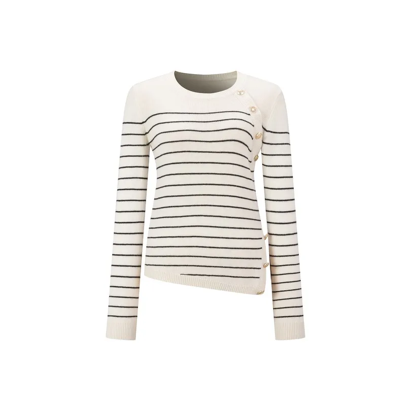 Three Quarters Свитер Женский Черный Белый Полосы