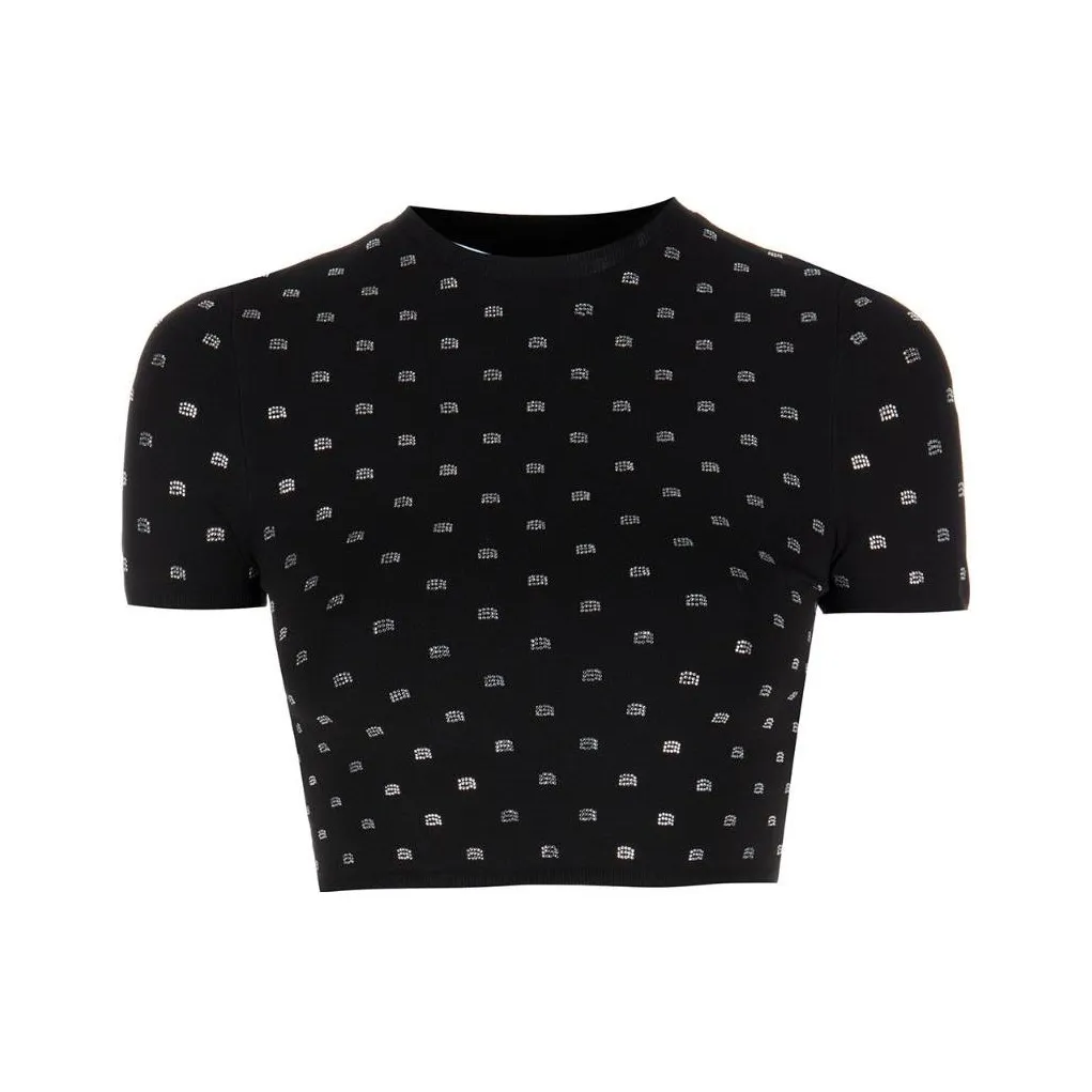 alexander wang Logo Embellished Cropped Top