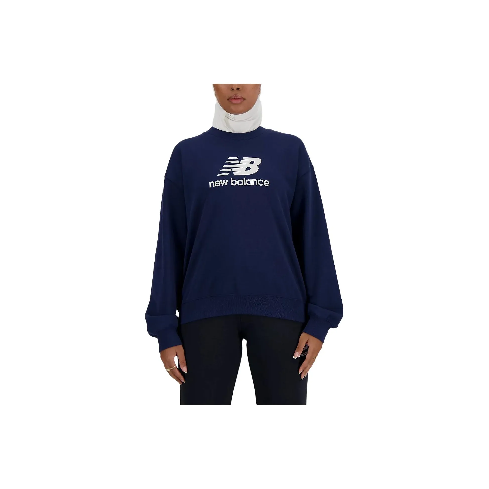 New Balance Sport Essentials French Terry Logo Crew Sweater Women's Blue