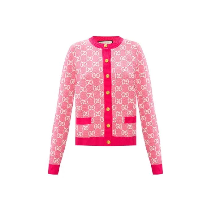 GUCCI Gg Jacquard Crew Neck Cardigan