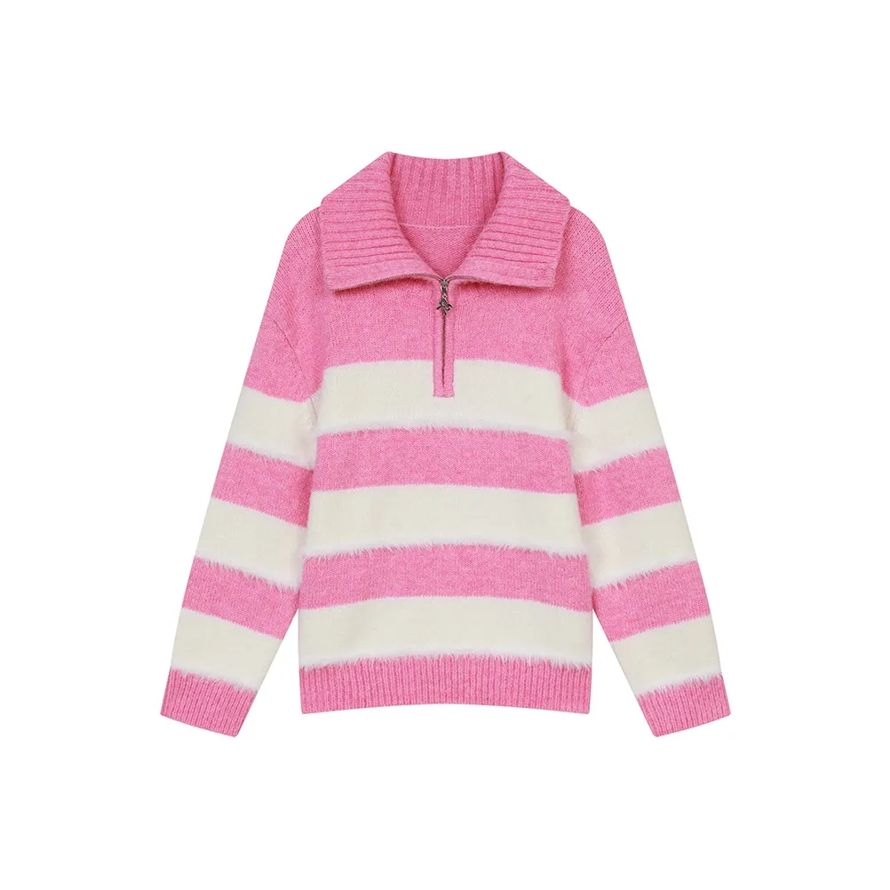 ELF SACK Sweater Women's Fluffy Pink White