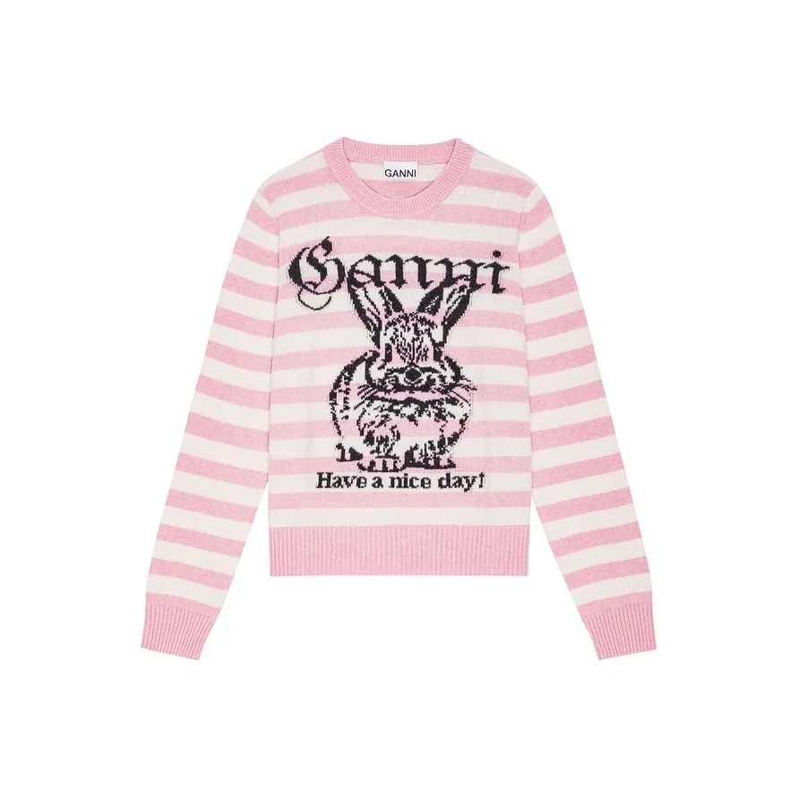 GANNI SS25 Свитер Женский Розовый Примула