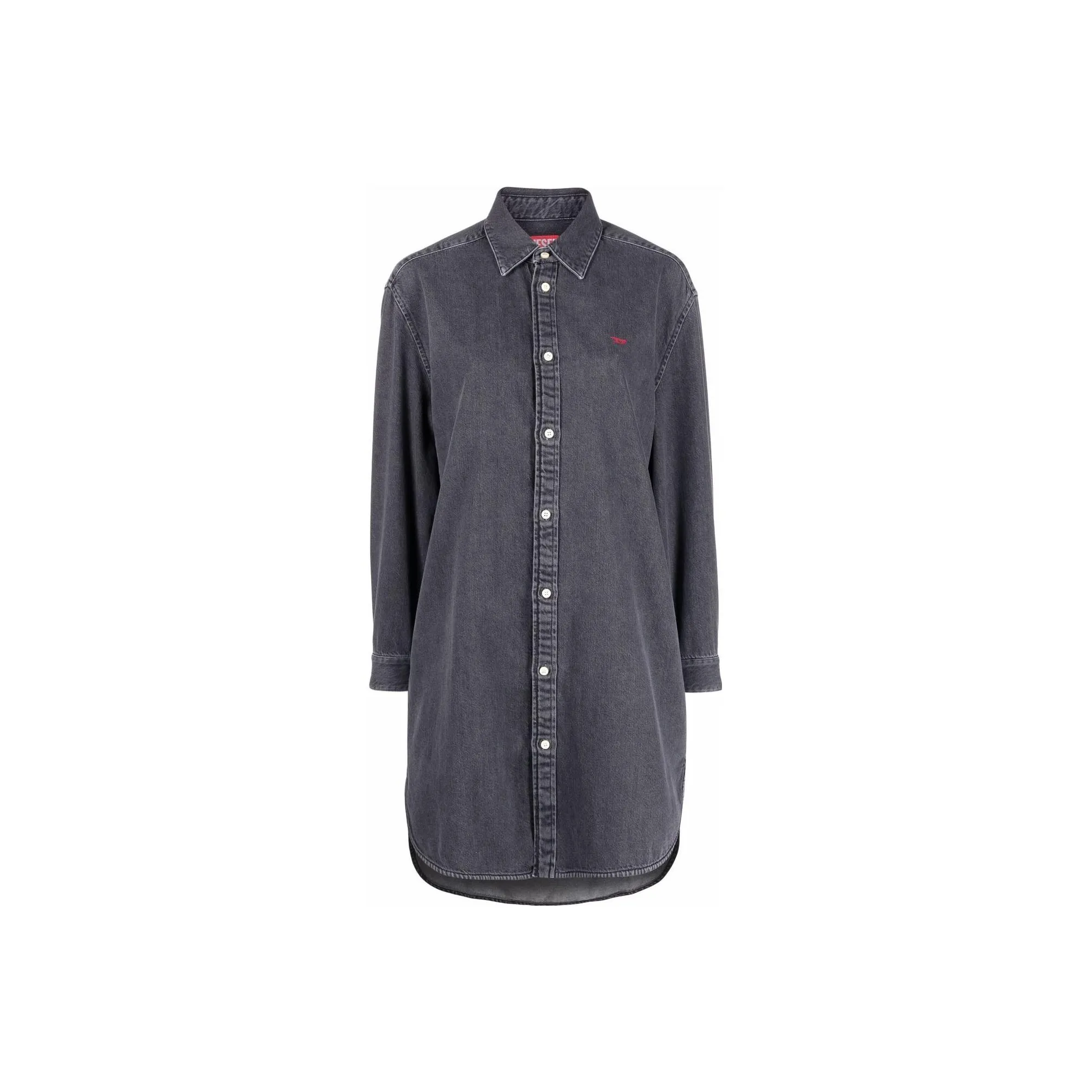 DIESEL Logo Embroidered Button Up Shirt Dress