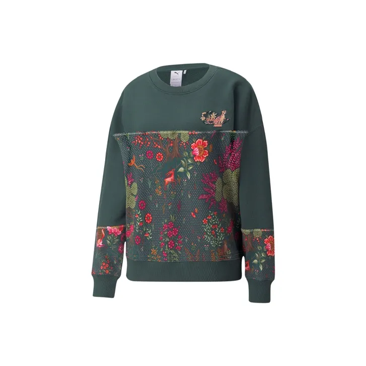 PUMA CLSX ColBlock Темно-зеленый Женские Свитшоты