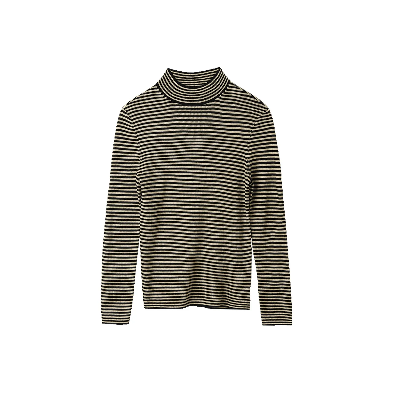 GOELIA Свитер Женский Абрикос Черный Полосы