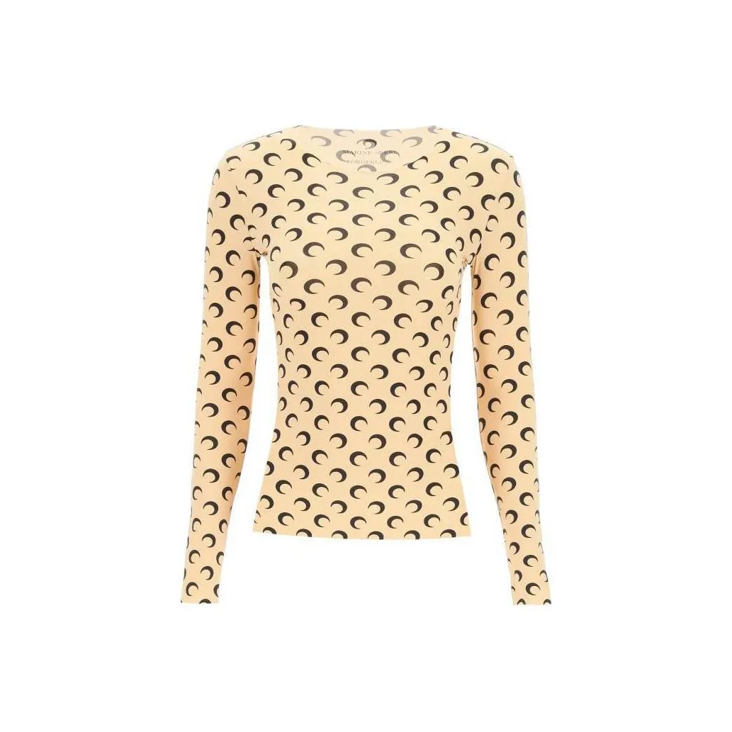 Marine Serre Allover Moon Printed Long Sleeved Top