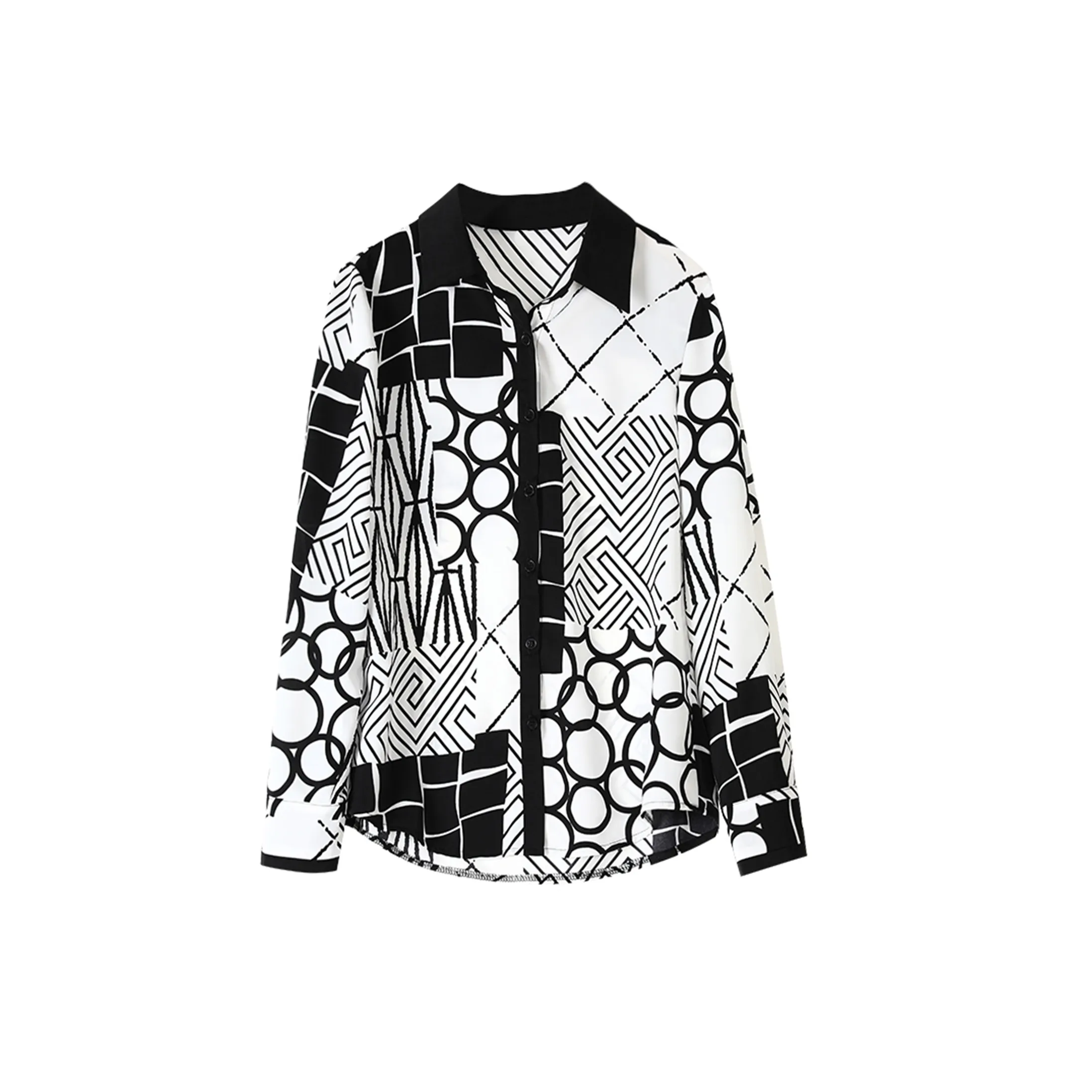 Wbwq Shirt Women's Black And White Print