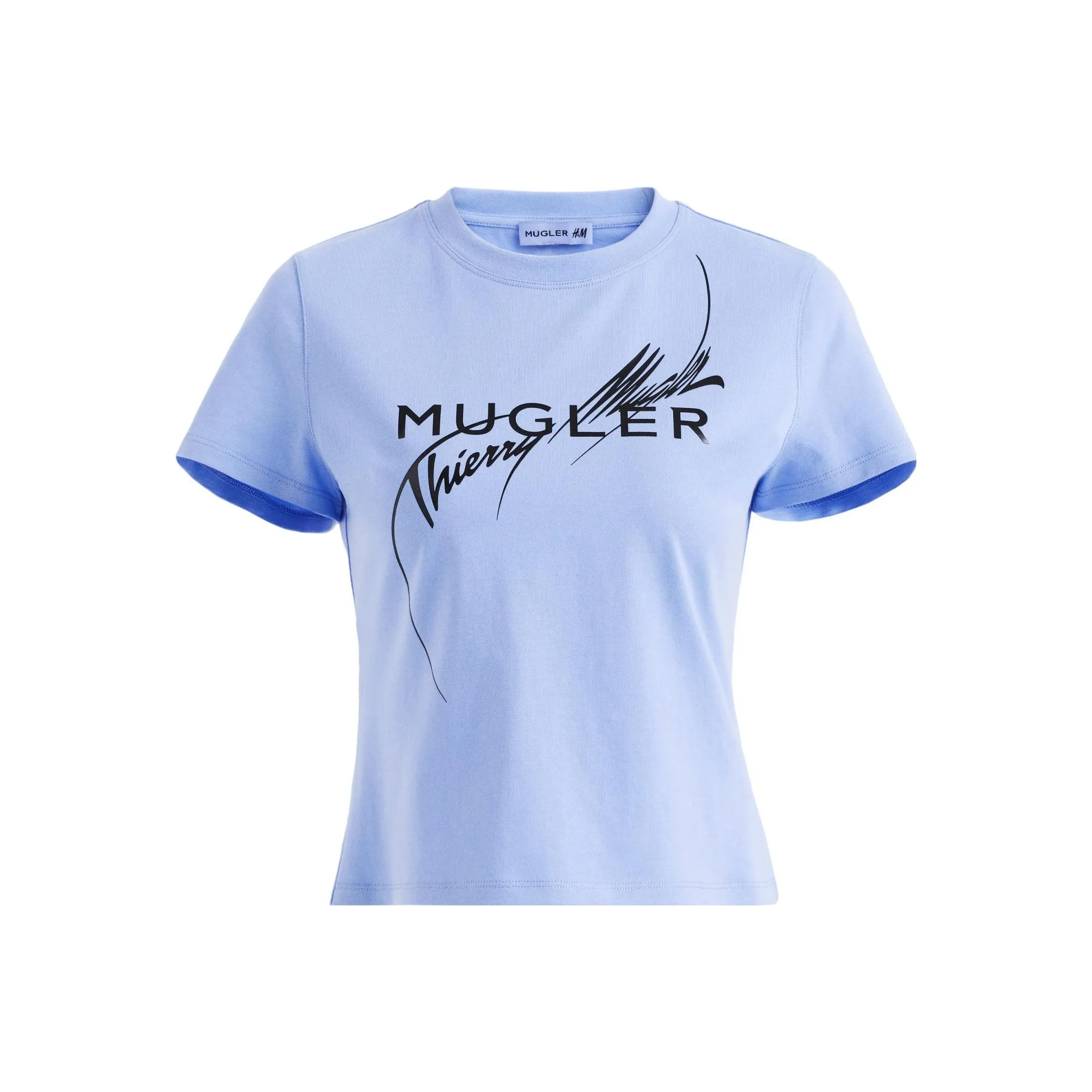 H&M Printed Fitted T shirt denim