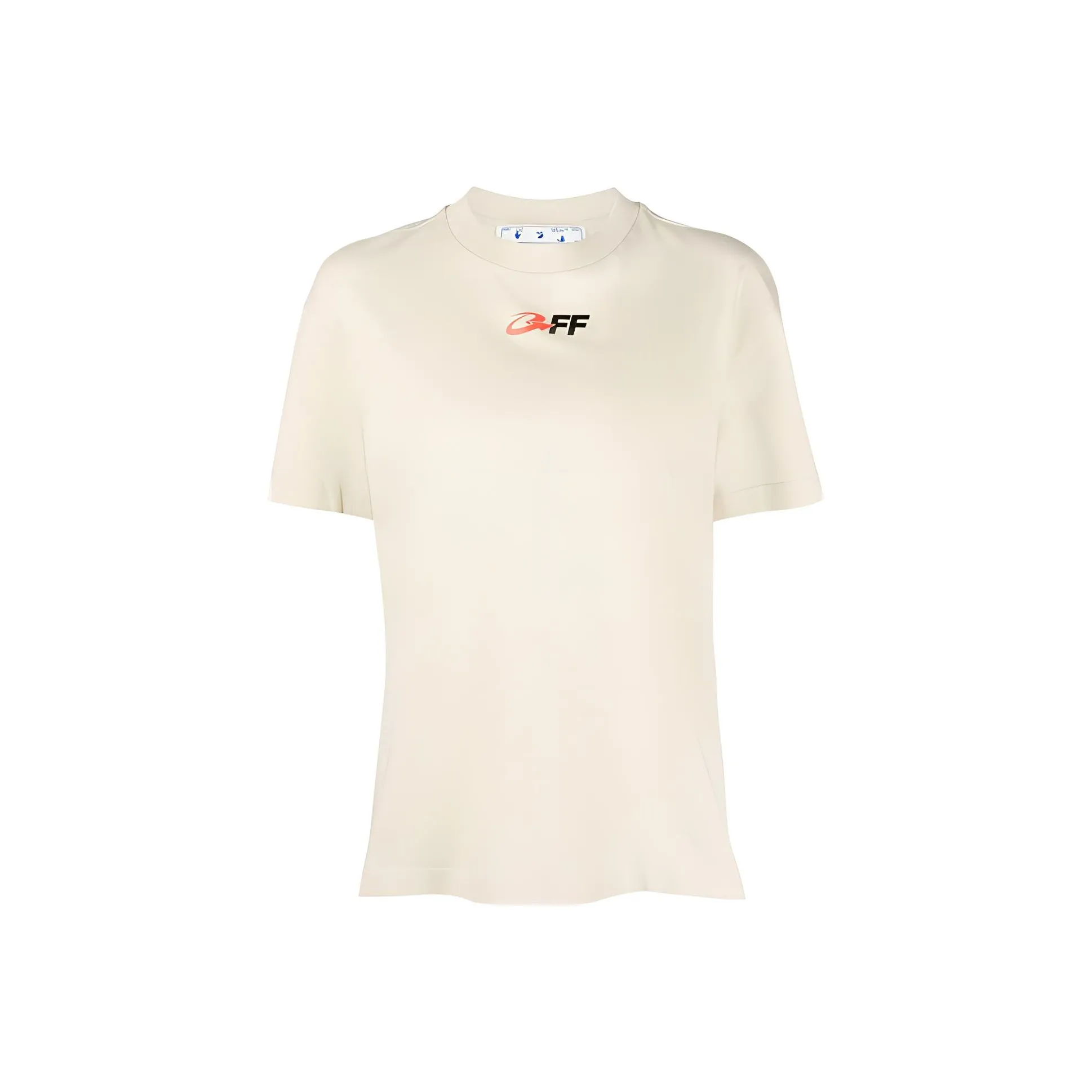 OFF WHITE Graphic Print Cotton T Shirt Beige/Black