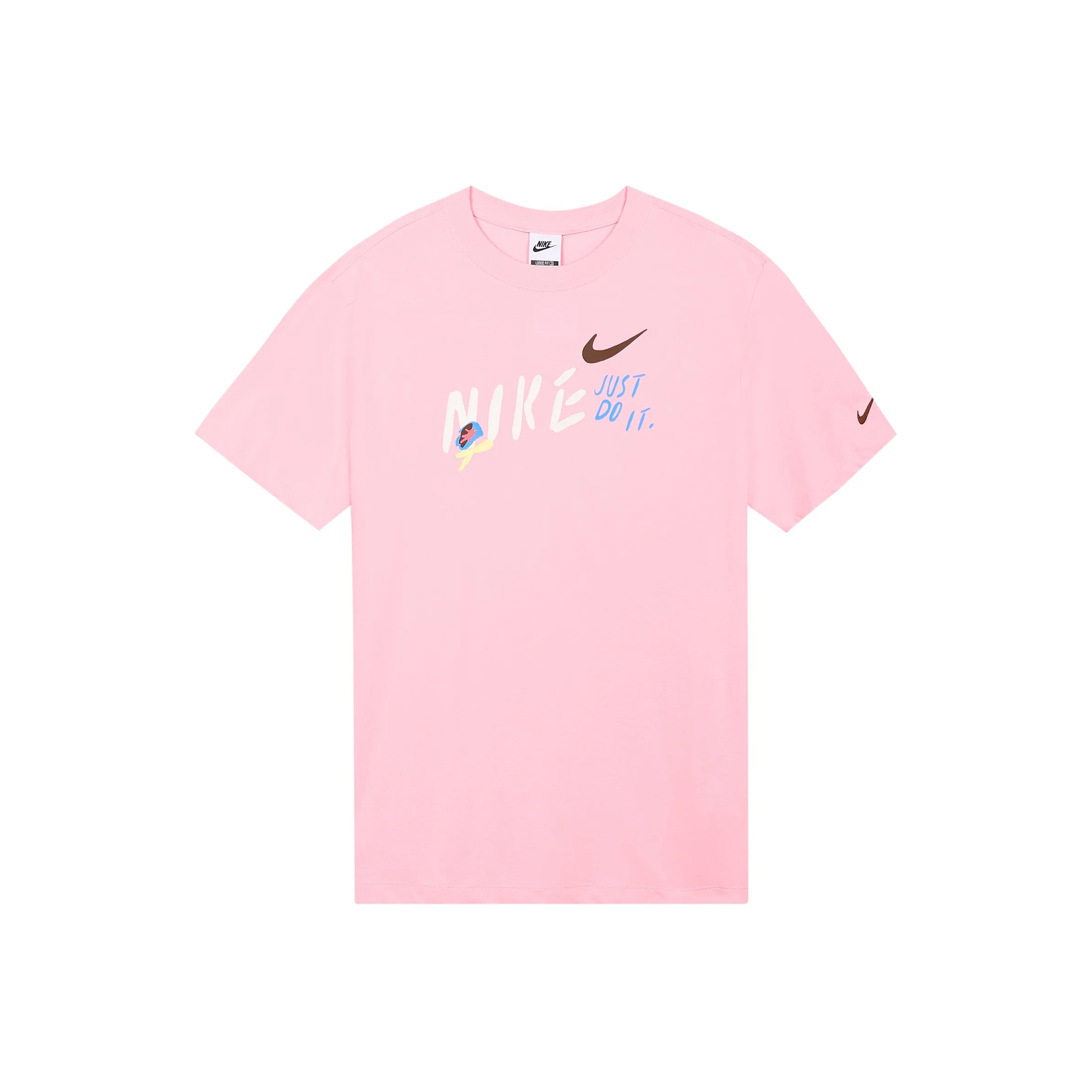 Nike Drop Shoulder Sleeve T Shirt Women's Medium Soft Pink