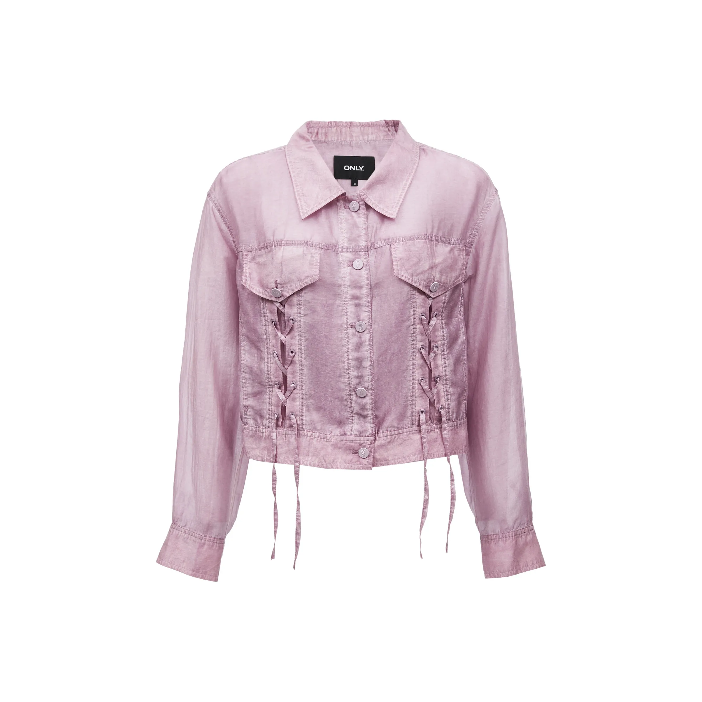 ONLY Универсальный Повседневный Индивидуальный Кружево Вверх Рубашка Форма Укороченный Пальто Для Женщин Женские