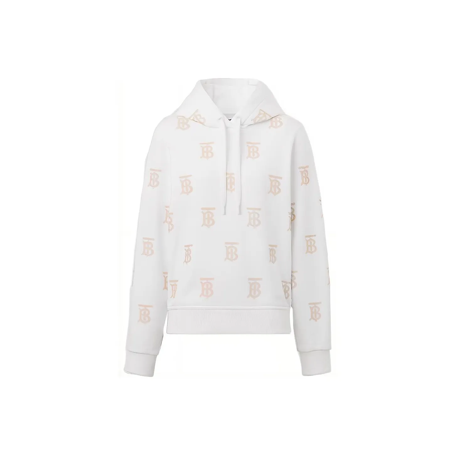 Burberry Women's Monogram Print Drawstring Hoodie White/Beige