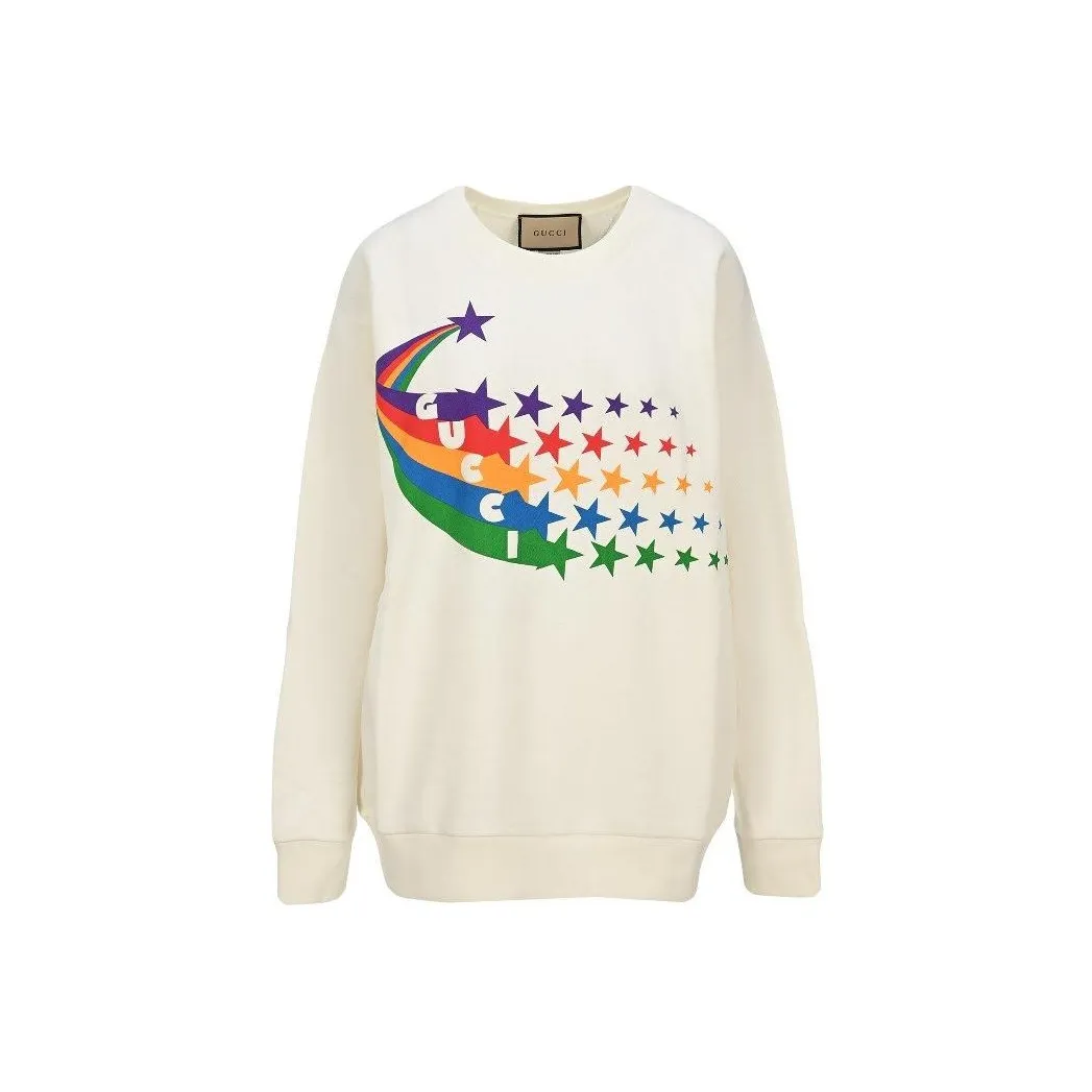 GUCCI Shooting Star Print Sweatshirt White