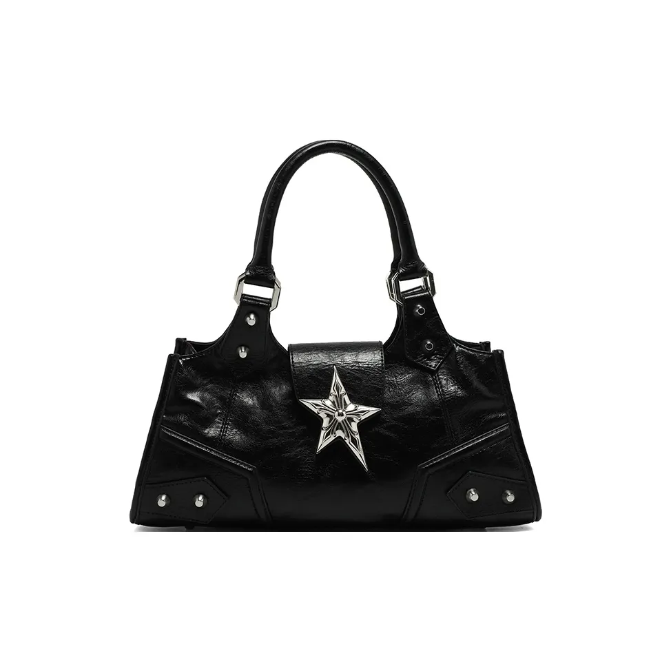 JACD PU Shoulder Bag Biker Bag, Shoulder Bag, Crossbody Bag, Handbag Medium Size Women's Black/Silver/Purple