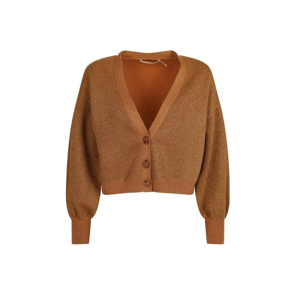 Alice + Olivia Zelina Mettallic knit Cropped Cardigan