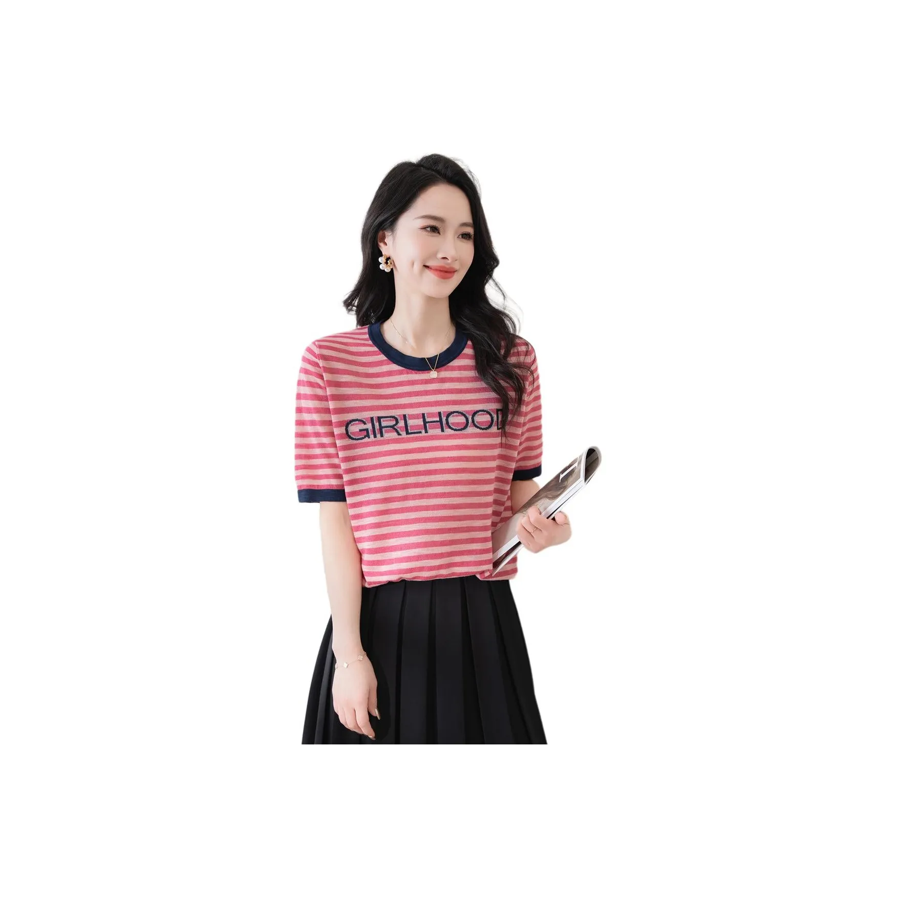 X MOOM T Shirt Women's Red Stripes