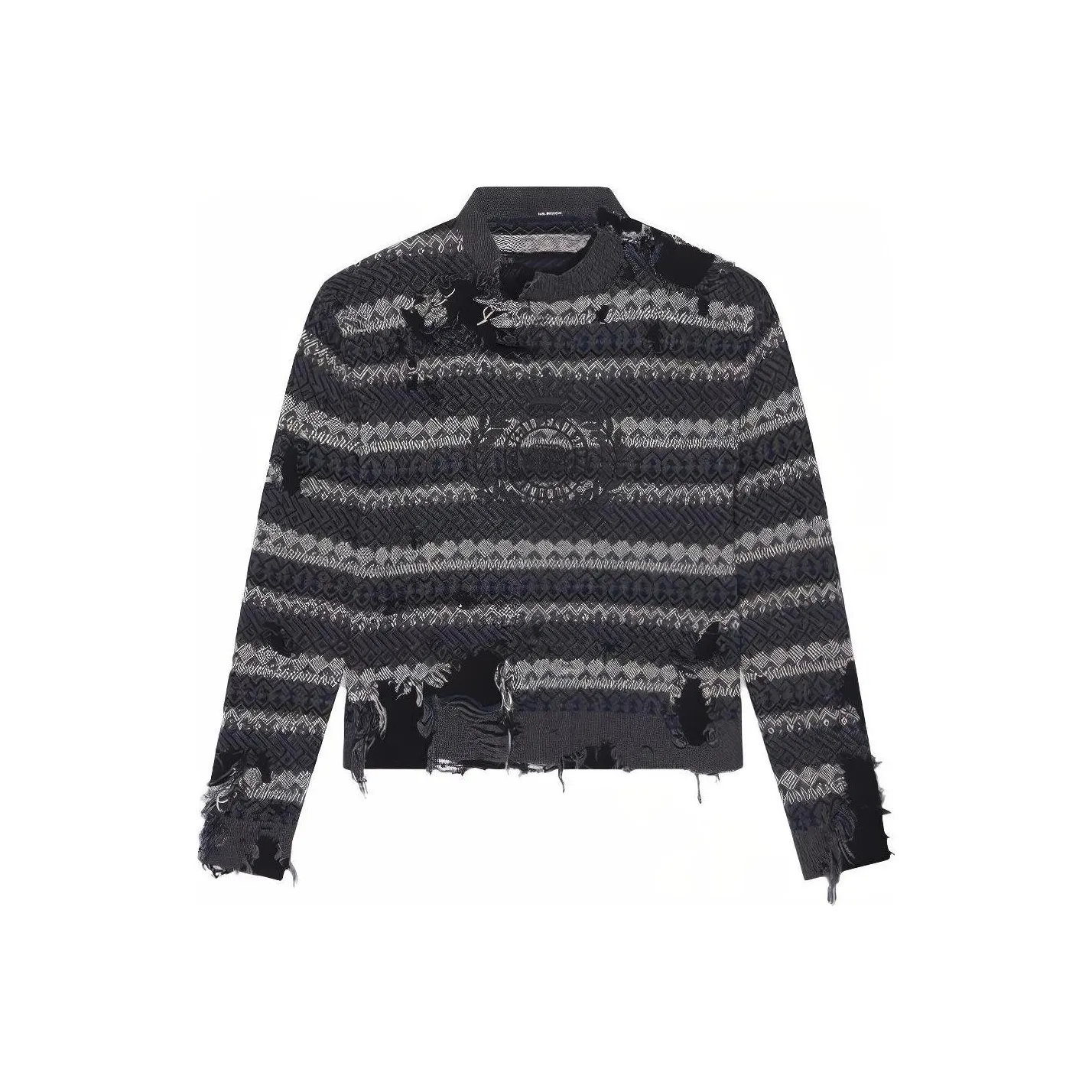 Balenciaga Wool Farisle Patch Sweater 'Grey/Multicolor'