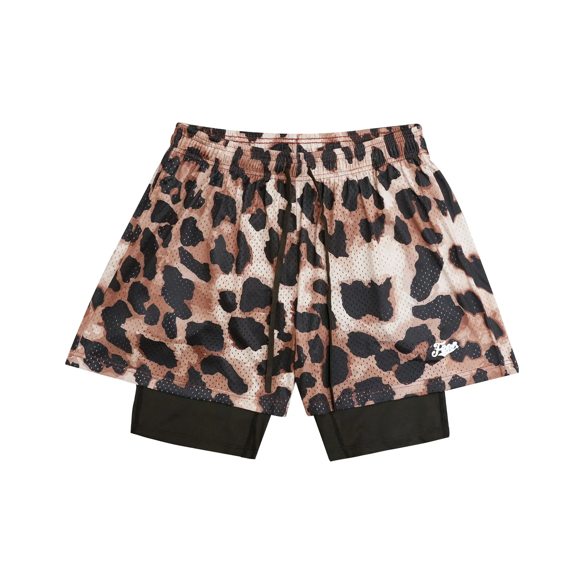 FINDBETTER Леопардовый принт Двойной Layer Шорты Унисекс