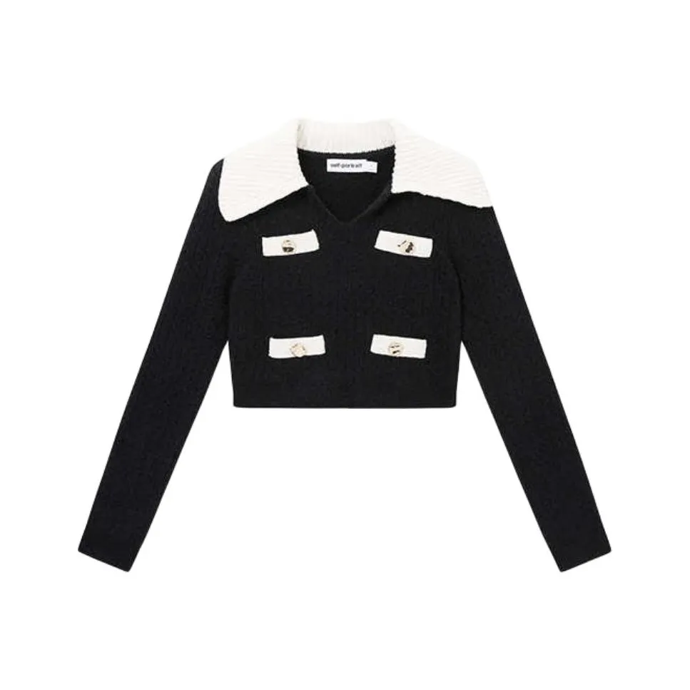 Self Portrait Sweater Women's Black White