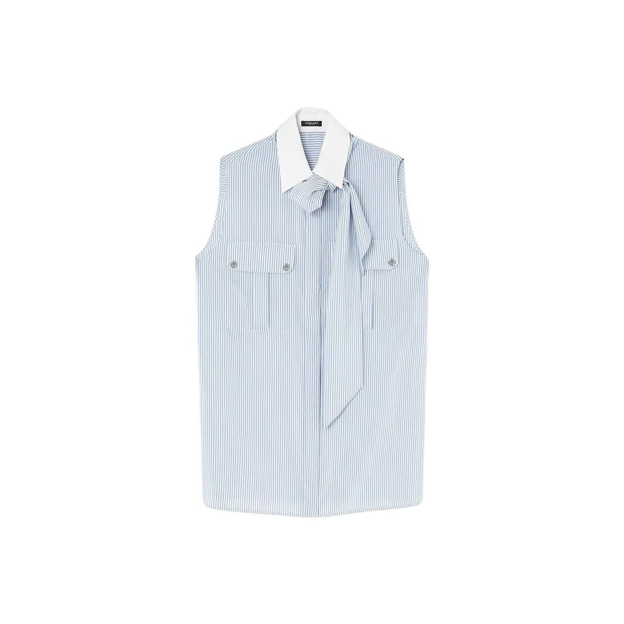 VERSACE Lavalli�re Striped Silk Blouse
