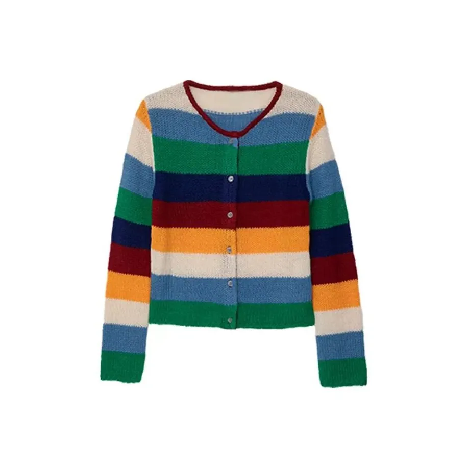 TIBINB Knitwear Women's Rainbow Striped