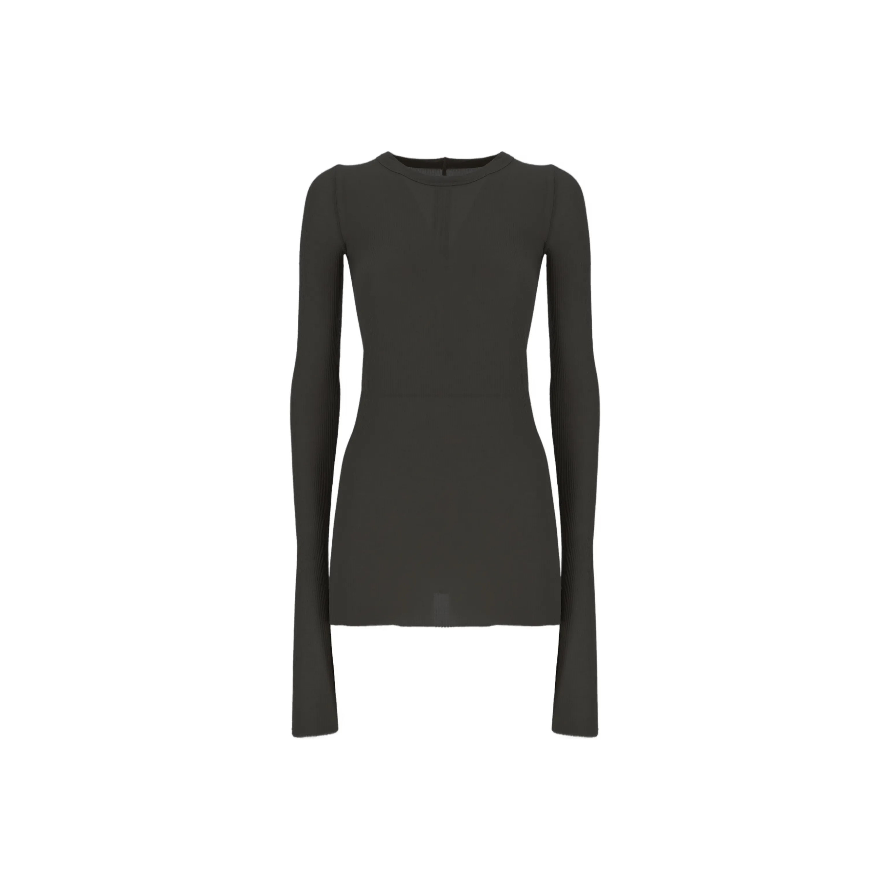 RICK OWENS Long Sleeved Hip Length Ribbed T Shirt