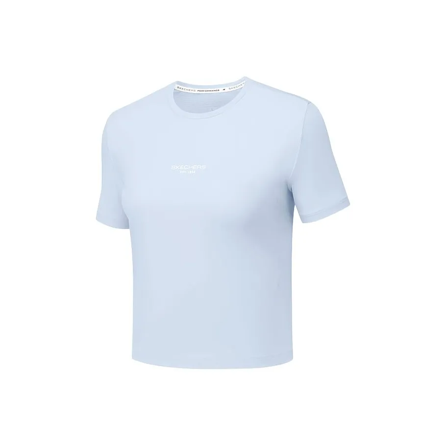 Skechers GODRI SS25 Стандартный T-Рубашка Женская Xenon GAS Синий 0356