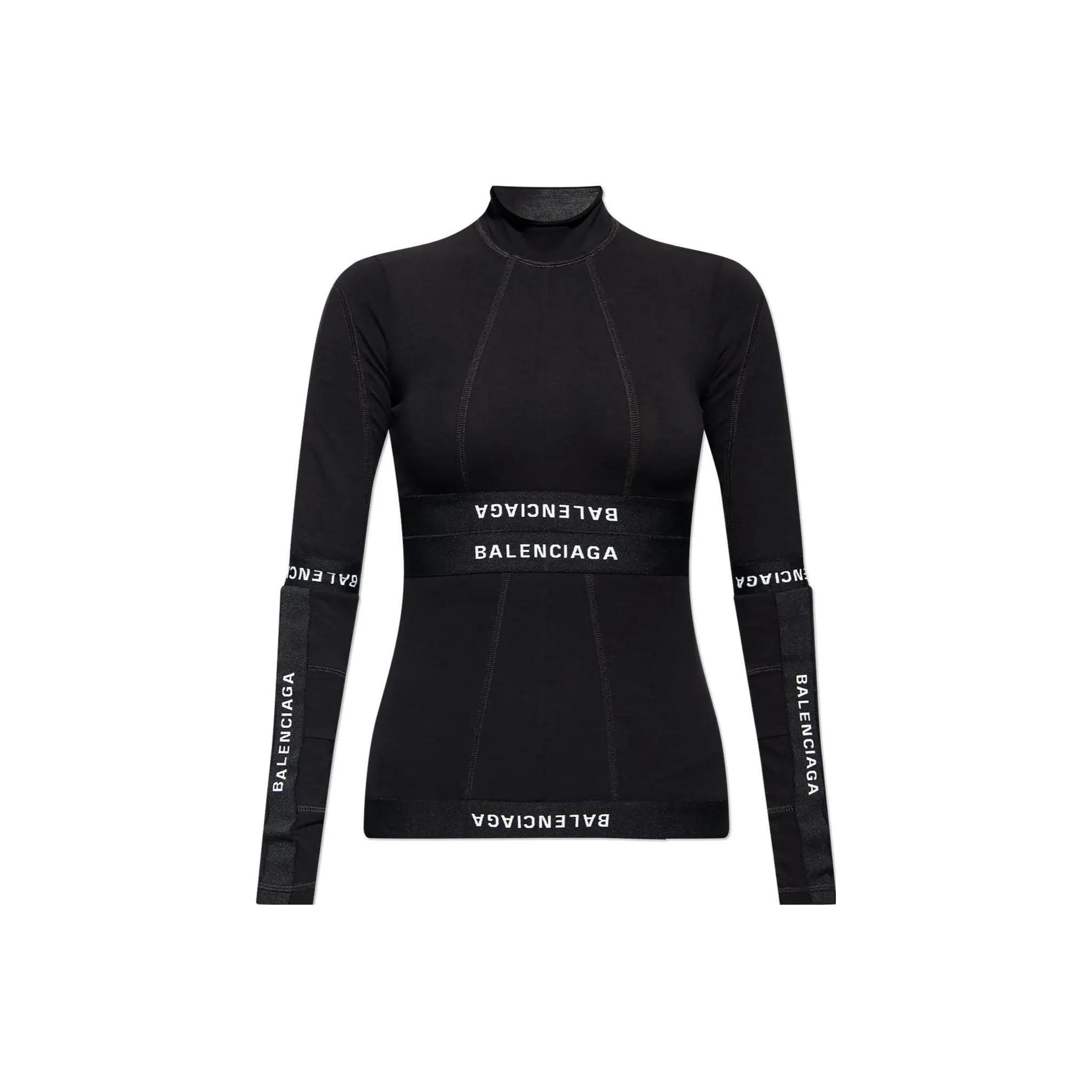Balenciaga Logo Printed Turtleneck Top