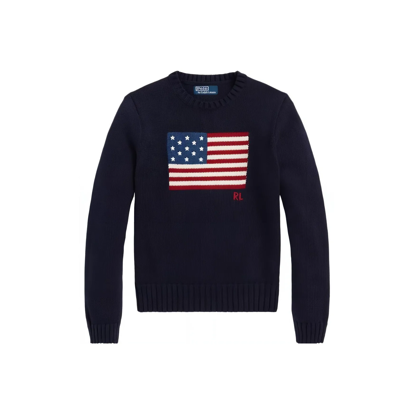 Polo Ralph Lauren Flag Intarsia Crew Jumper Hunter Navy
