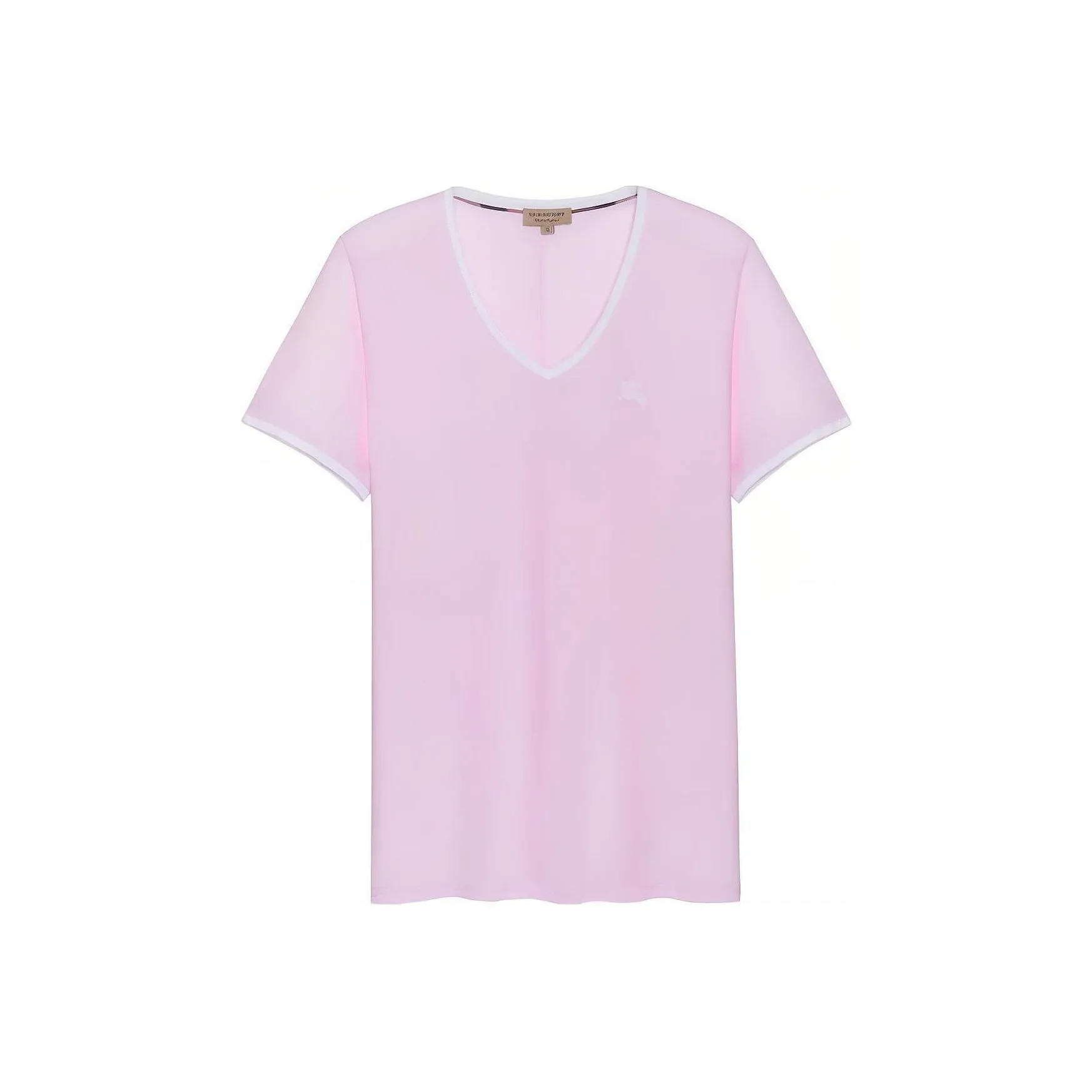 Burberry Women's Embroidered Monogram Ekd V Neck T shirt Pink/White